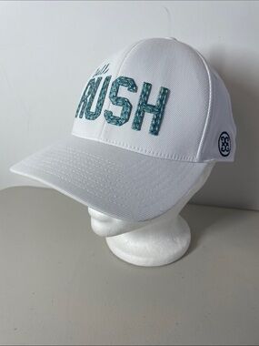 G/FORE Bull White Cap Teal 'RUSH' Embroidery Adjustable Snap Back Closure Golf